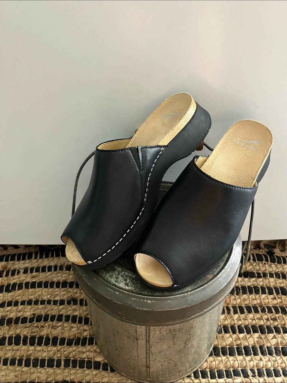 Dansko Black Open-Toe Slip-On Clog Sandals